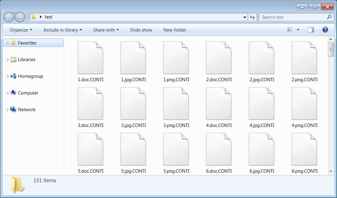 Figure:1 Conti encrypted files (source: BleepingComputer)