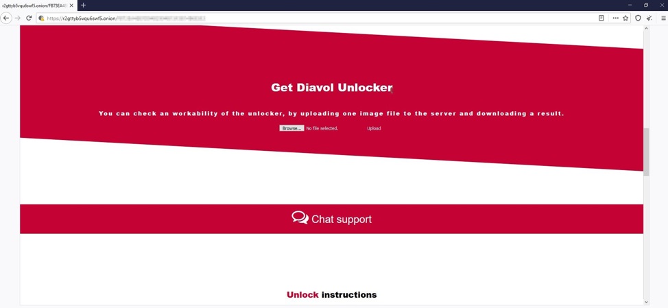 Fig.2 Diavol”™s website using Tor browser.