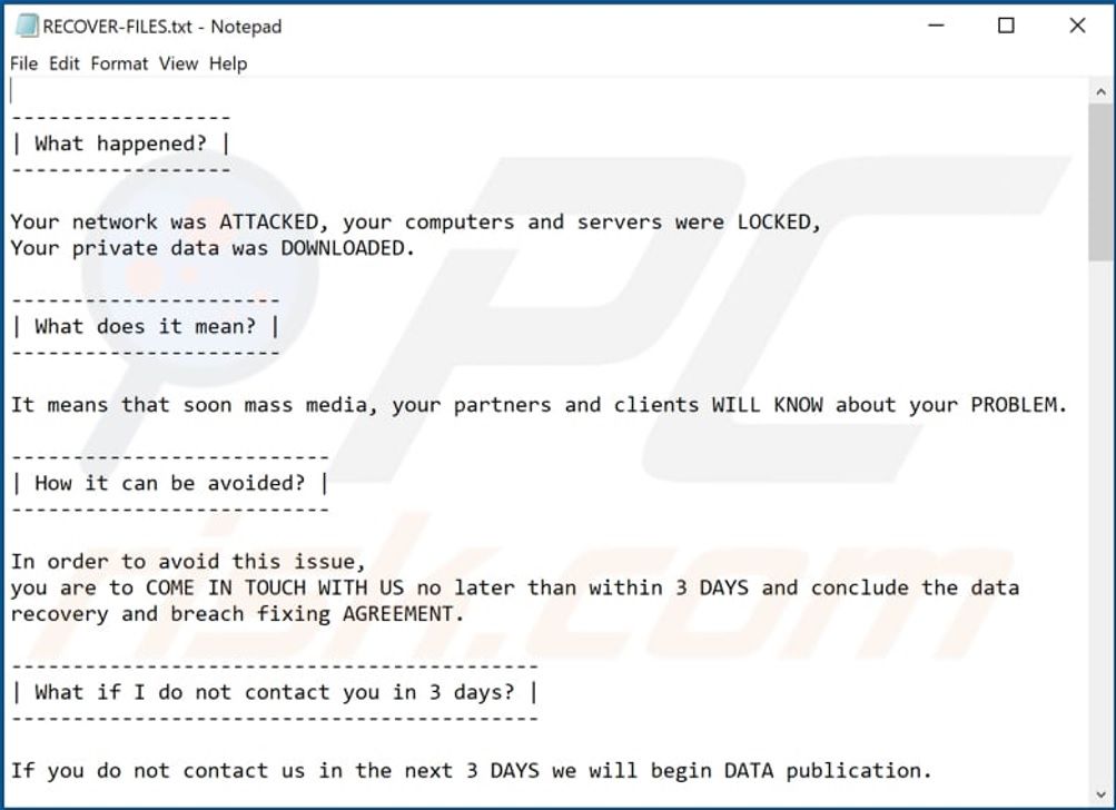 Figure:1 Ransom note by Egregor ransomware