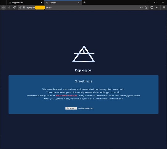 Figure:2 Egregor ransomware web page