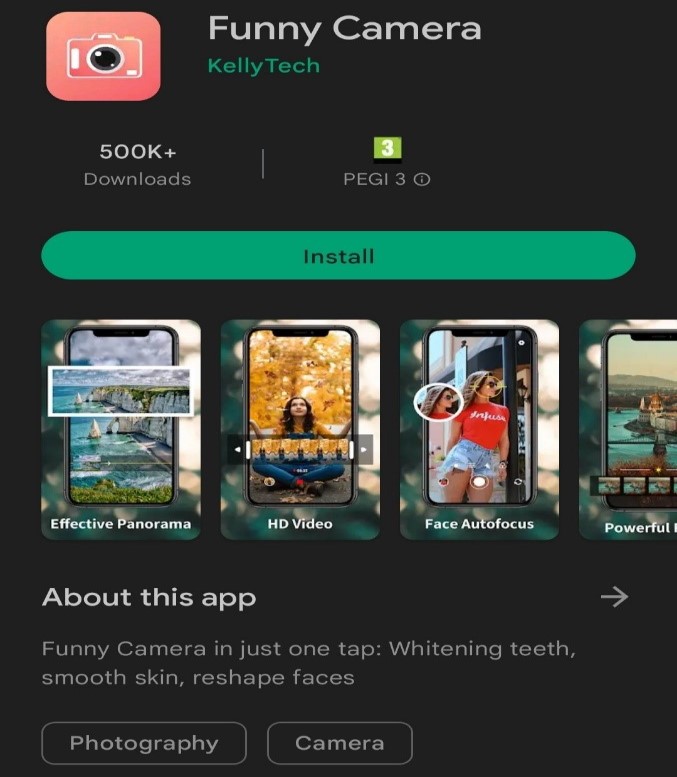 Figure:1 The Funny Camera app on the Play Store