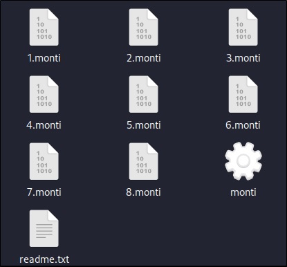 Fig.1- files encrypted by Monti ransomware (Source: Trend Micro)