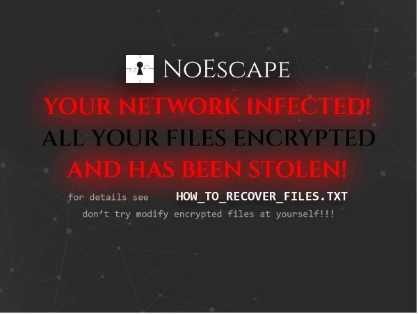Fig.2 NoEscape desktop wallpaper (Source: BleepingComputer)