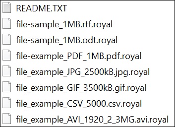 Fig.2 Example of a folder affected by Royal ransomware [Source: Cybereason]