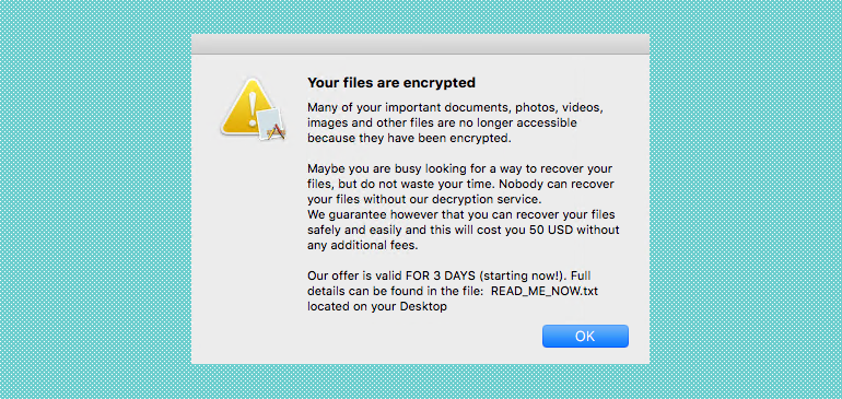 Fig.2 ThiefQuest encryption message (source: zDnet.com)