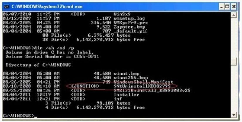 Example of hidden folder created by Zero Access